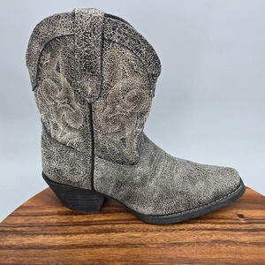 Durango Crush Boots Womens 6 M Pewter Distressed Leather Shortie Western Booties